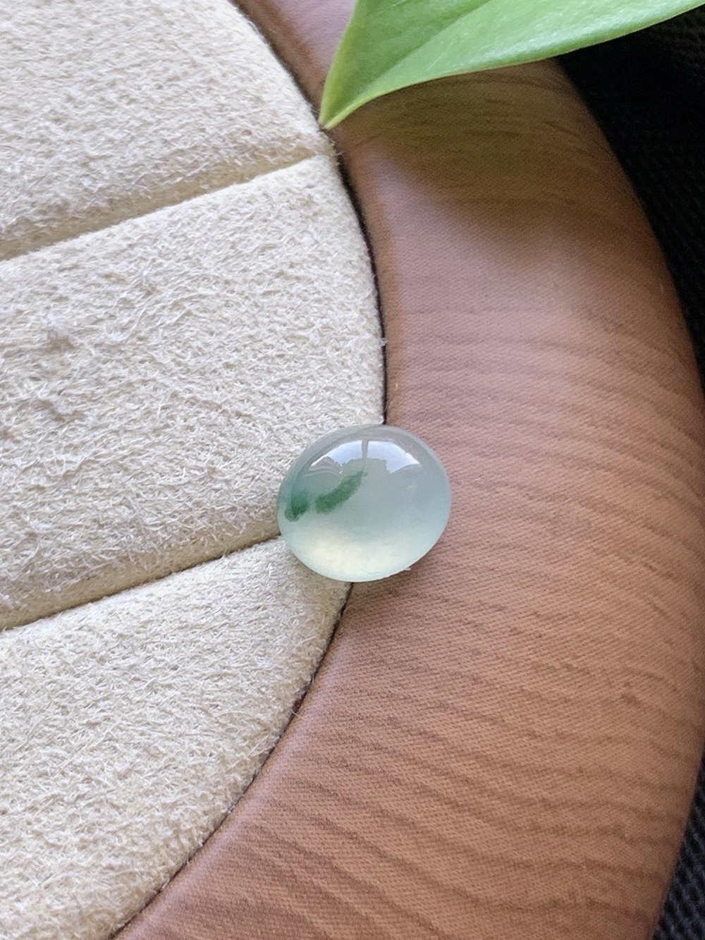 Delicate Floating Flower -Accented Translucent Egg-shaped Jadeite Tpye A